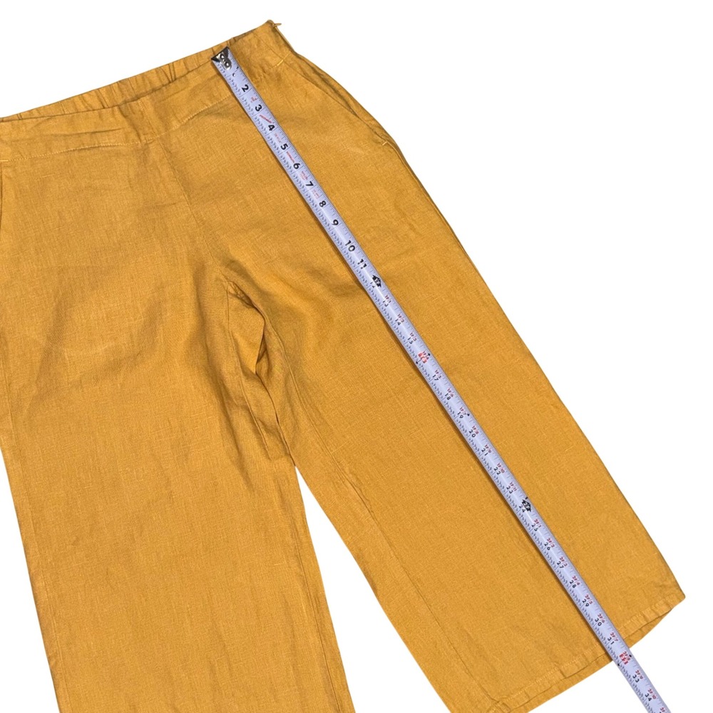 J.Jill Love Linen Pants Womens XS Petite Mustard Yellow Excellent Wide Leg Crop - Picture 7 of 10